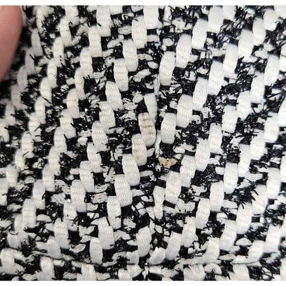 Ann Taylor Black White Silver Striped Tweed Round Neck Lined Dress Coat Medium - Picture 10 of 11